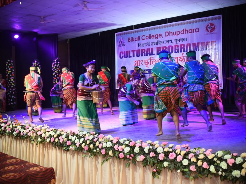 A glimpse of the Hamjar Dance performed by the student members of Rabha Literary Society, Bikali College during the Cultural Programme conducted for the NAAC Peer Team Visit